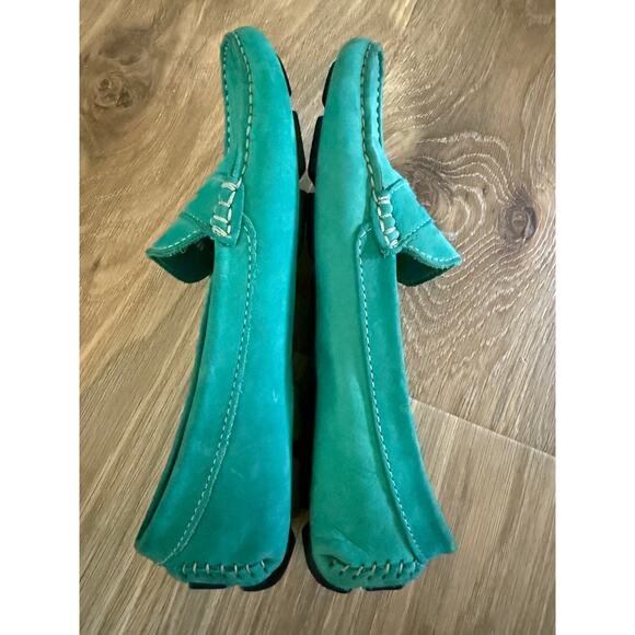 Mercanti Fiorentini Teal Nubuck Leather Driving Moccasins - size 9 - V10 - Picture 6 of 11